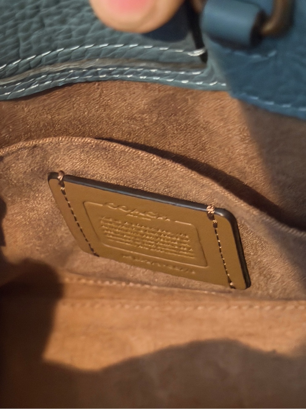 Coach Teal Leather Satchel with Gold Hardware - Picture 14 of 16